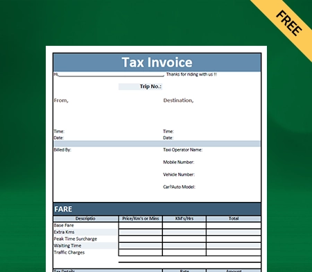 Download Taxi Bill Format In Excel