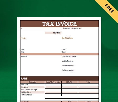 Download New Taxi Bill Format In Excel