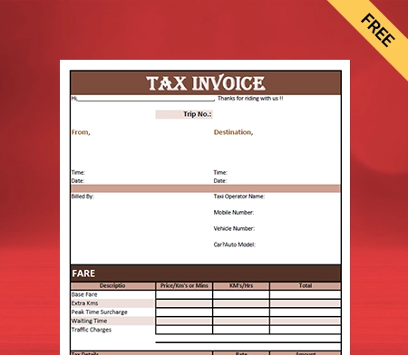 Download New Taxi Bill Format In PDF