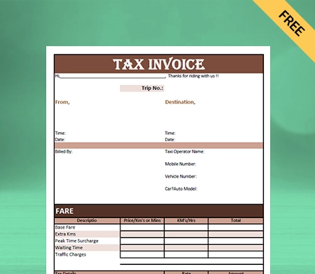 Download New Taxi Bill Format In Google Sheets
