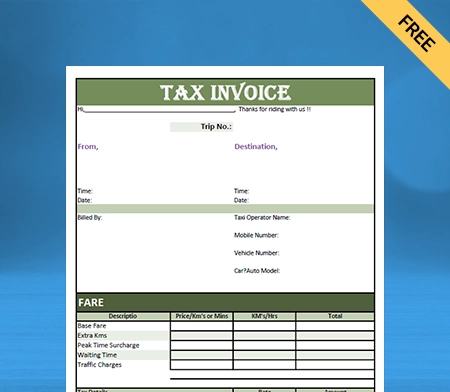 Download Free Customizable Taxi Bill Format In Word