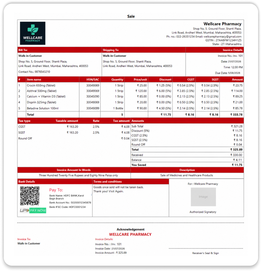 Classic landscape sale invoice template